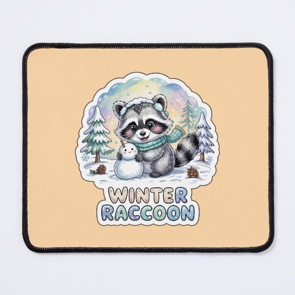Item preview, Winter Animals Sticker – Cute Kawaii Winter Raccoon with Snowman in Cozy Forest designed and sold by Nuist25.