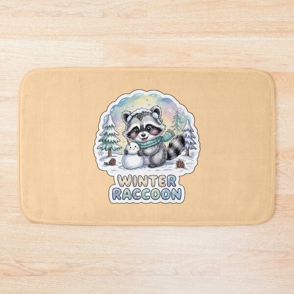 Item preview, Winter Animals Sticker – Cute Kawaii Winter Raccoon with Snowman in Cozy Forest designed and sold by Nuist25.