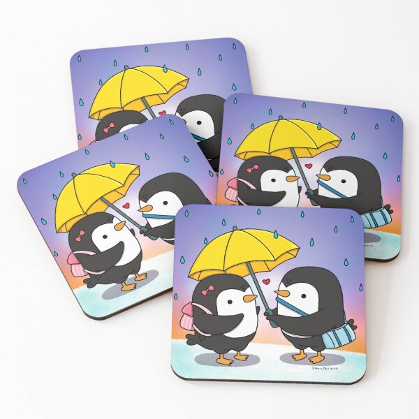 Item preview, Couple of Penguins under umbrella on a rainy day designed and sold by julianamotzko.