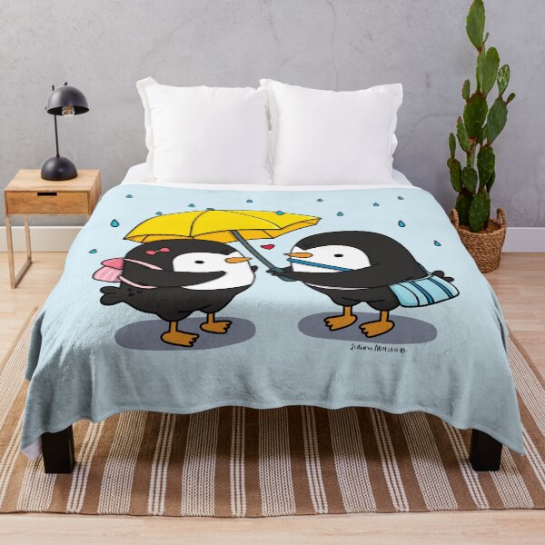 Item preview, Couple of Penguins under umbrella on a rainy day designed and sold by julianamotzko.