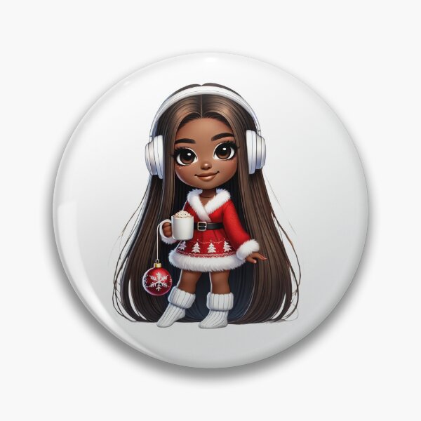 Item preview, Afro Christmas Girl with Long Hair and Hot Cocoa designed and sold by Lulunza.