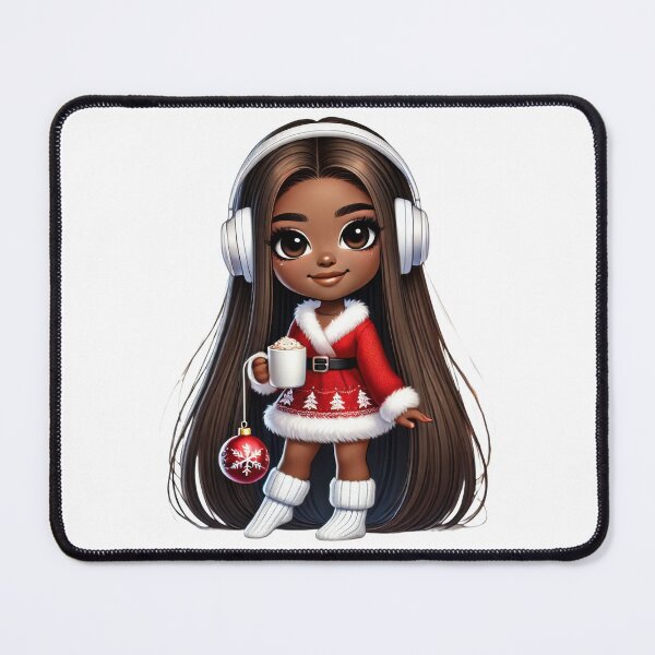 Item preview, Afro Christmas Girl with Long Hair and Hot Cocoa designed and sold by Lulunza.