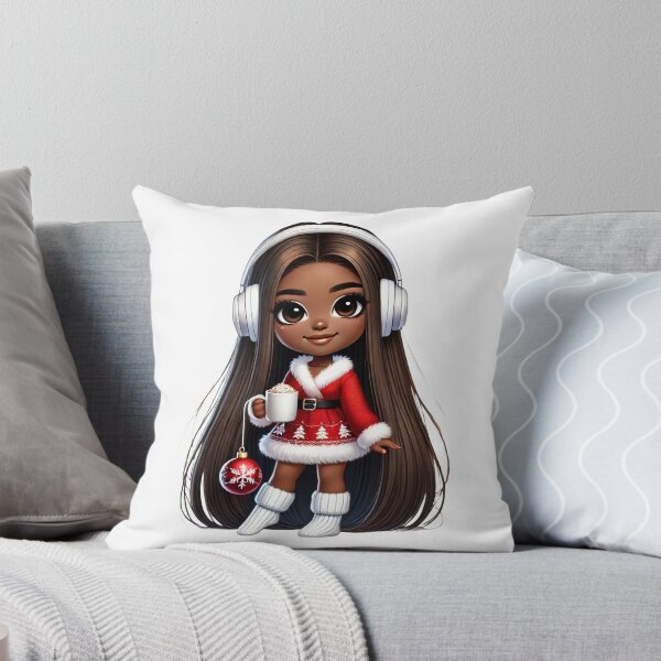 Item preview, Afro Christmas Girl with Long Hair and Hot Cocoa designed and sold by Lulunza.