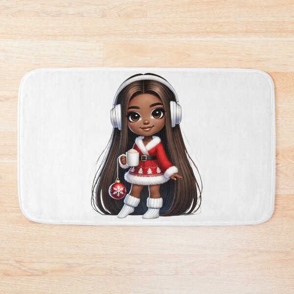 Item preview, Afro Christmas Girl with Long Hair and Hot Cocoa designed and sold by Lulunza.