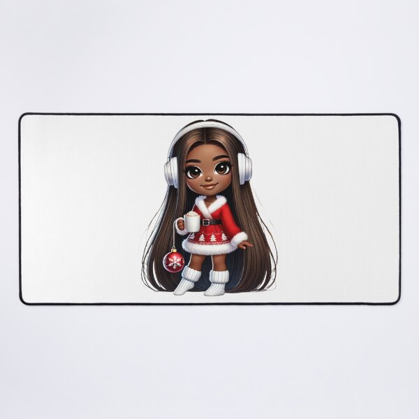 Item preview, Afro Christmas Girl with Long Hair and Hot Cocoa designed and sold by Lulunza.