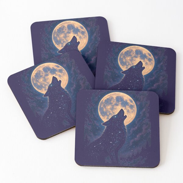 Item preview, Cosmic Wolf Howling at the Moon – Mystical Galaxy Stardust Design designed and sold by TrendznHitz.