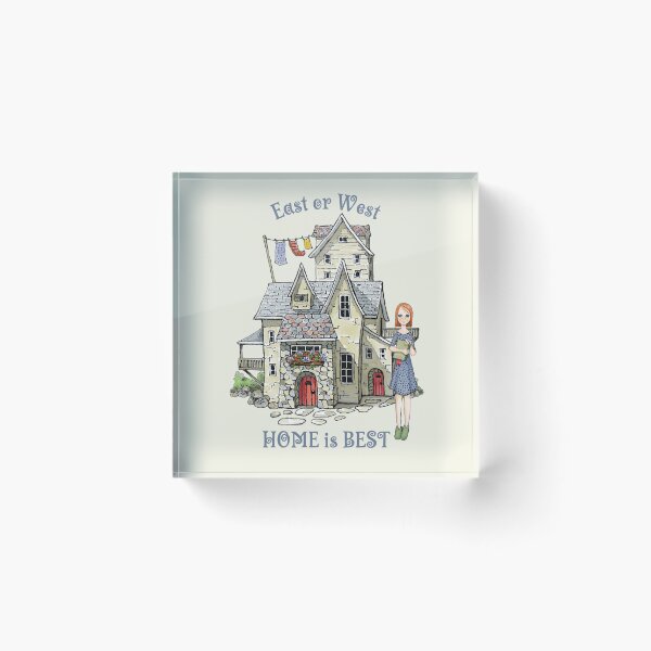 Item preview, East West, HOME is BEST, Introverts, Homebody, Wonky House Drawing designed and sold by JoyfulWhimsy.