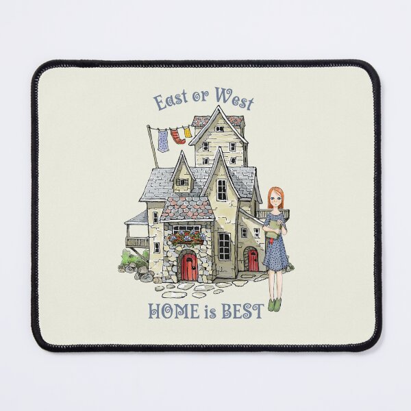 Item preview, East West, HOME is BEST, Introverts, Homebody, Wonky House Drawing designed and sold by JoyfulWhimsy.