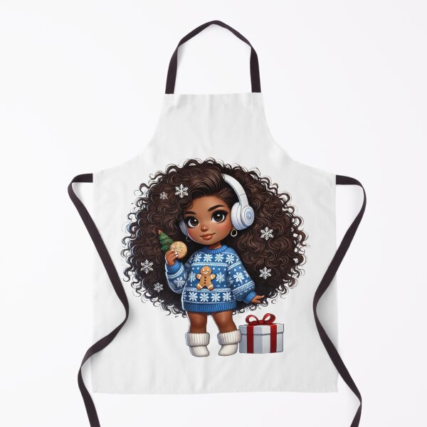 Item preview, Afro Christmas Girl with Curly Hair and Gift Box designed and sold by Lulunza.