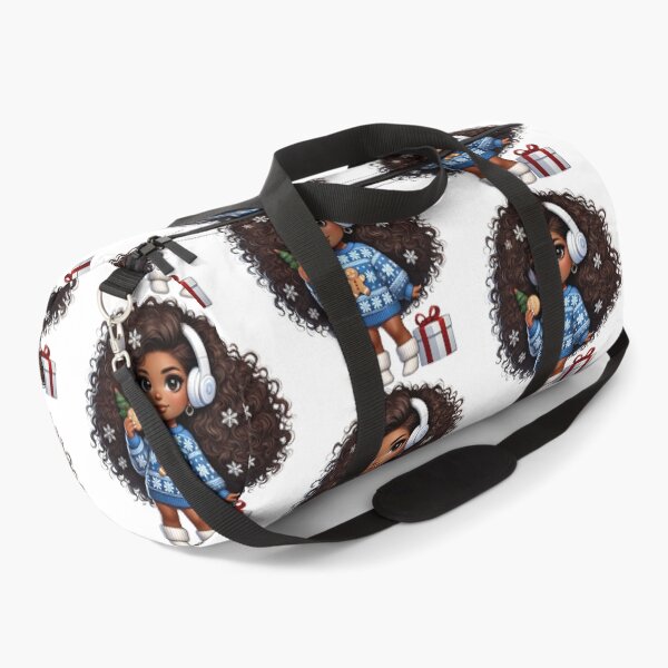 Item preview, Afro Christmas Girl with Curly Hair and Gift Box designed and sold by Lulunza.