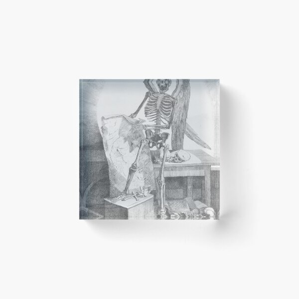 Item preview, Dark Academia Gothic Skeleton Illustration by Jacques Gamelin (1779) black & white designed and sold by PureVintageLove.