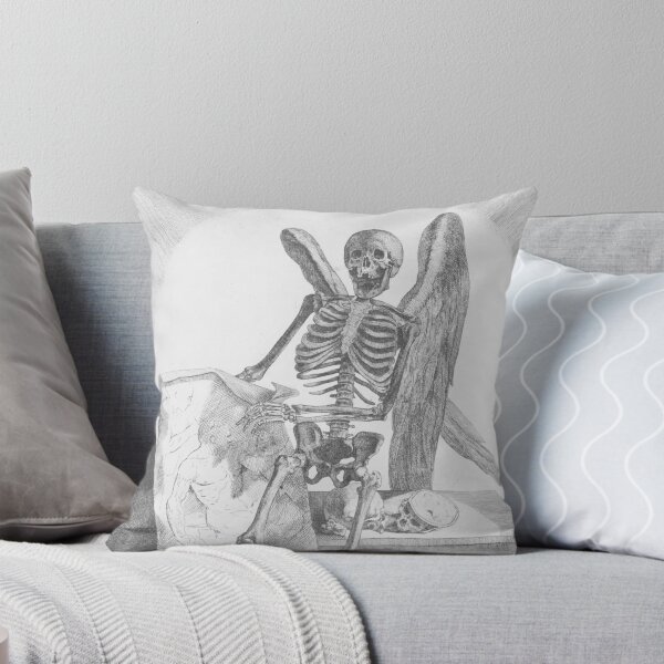 Item preview, Dark Academia Gothic Skeleton Illustration by Jacques Gamelin (1779) black & white designed and sold by PureVintageLove.