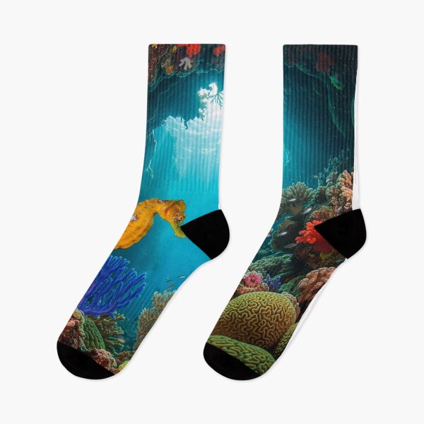 Item preview, Underwater Seascape with Yellow Seahorse designed and sold by ART-POD-PL.