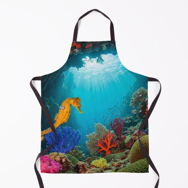 Item preview, Underwater Seascape with Yellow Seahorse designed and sold by ART-POD-PL.
