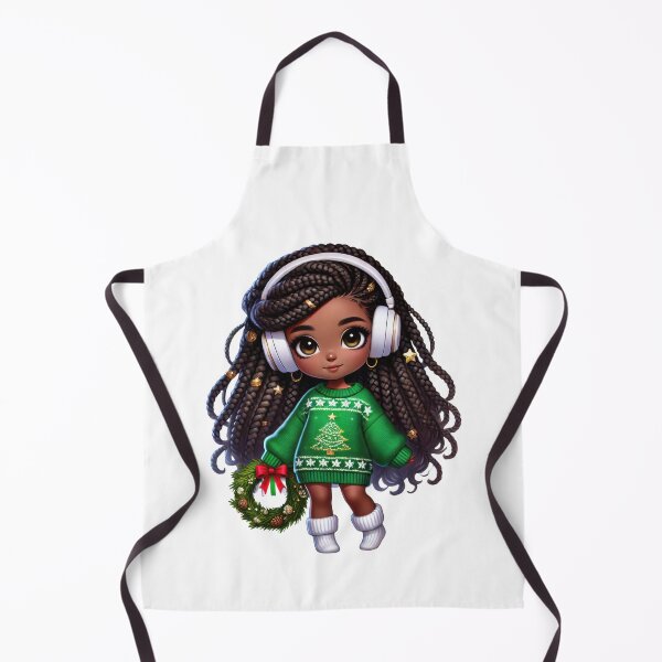 Item preview, Afro Christmas Girl with Curly Hair and Holiday Wreath designed and sold by Lulunza.