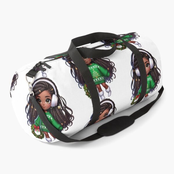 Item preview, Afro Christmas Girl with Curly Hair and Holiday Wreath designed and sold by Lulunza.