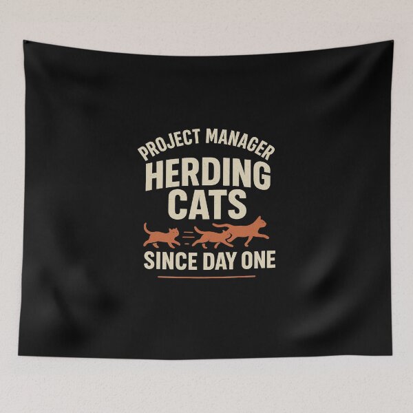 Item preview, Cats Since Day One - Project Manager Tee (Retro) designed and sold by Work Life Tees.