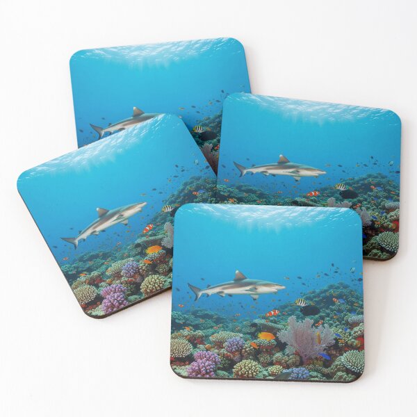 Item preview, Reef Shark Swimming in a Vibrant Coral Reef designed and sold by ART-POD-PL.