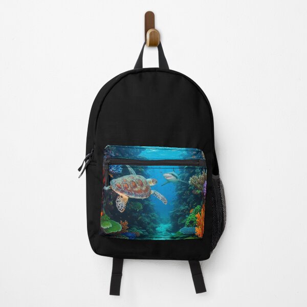 Item preview, Sea Turtle and Reef Shark in a Coral Canyon designed and sold by ART-POD-PL.