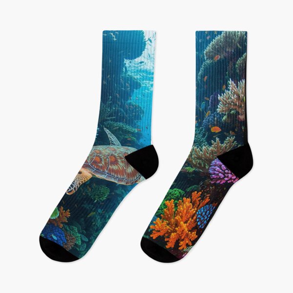 Item preview, Sea Turtle and Reef Shark in a Coral Canyon designed and sold by ART-POD-PL.