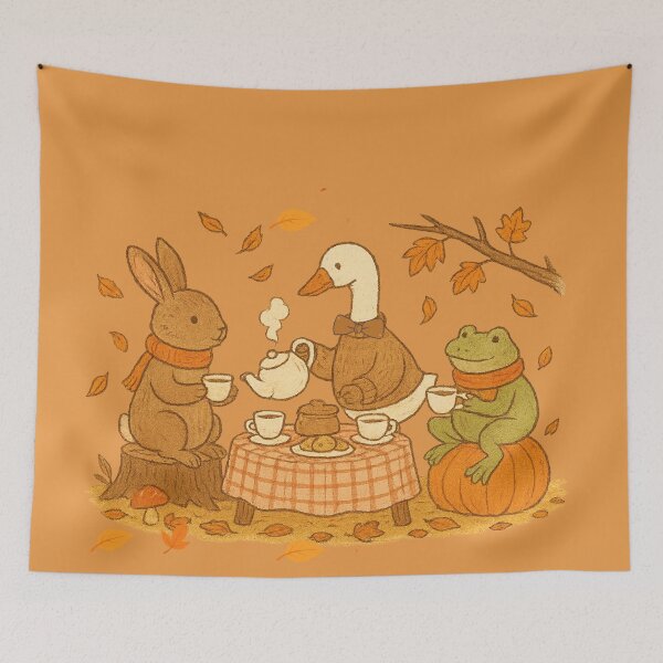Item preview, Woodland Animal tea party- Autumn Cozy Vibe designed and sold by Artistusha.