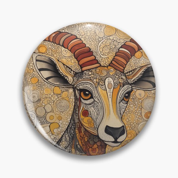 Item preview, A highly detailed Zen tangle design of a majestic antelope with curved horns. designed and sold by HEMRO.