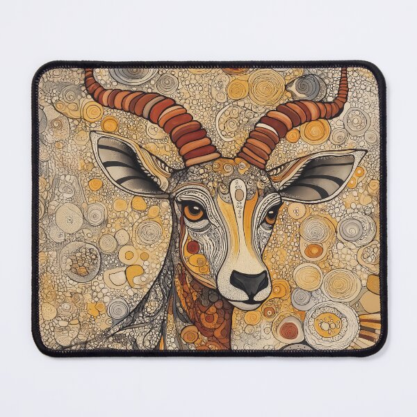 Item preview, A highly detailed Zen tangle design of a majestic antelope with curved horns. designed and sold by HEMRO.