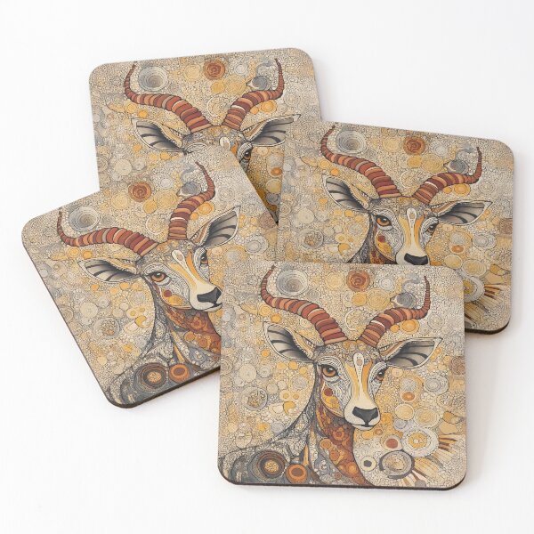 Item preview, A highly detailed Zen tangle design of a majestic antelope with curved horns. designed and sold by HEMRO.