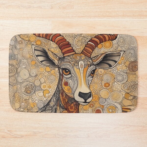 Item preview, A highly detailed Zen tangle design of a majestic antelope with curved horns. designed and sold by HEMRO.