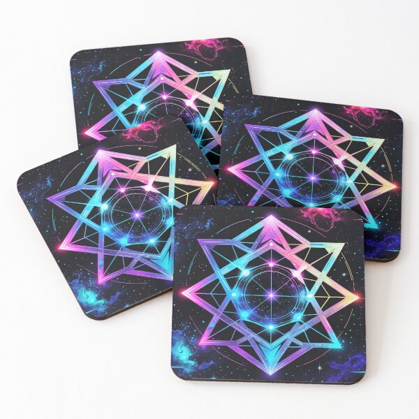 Item preview, "Cosmic Geometry Star Pattern in Neon Space designed and sold by Prachodayat Artworks.