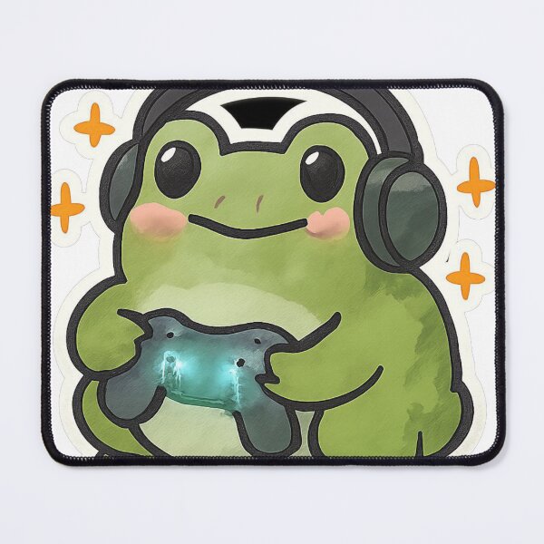 Item preview, cute gamer frog sticker - chubby frog with headphone and controller designed and sold by HKD-Design.