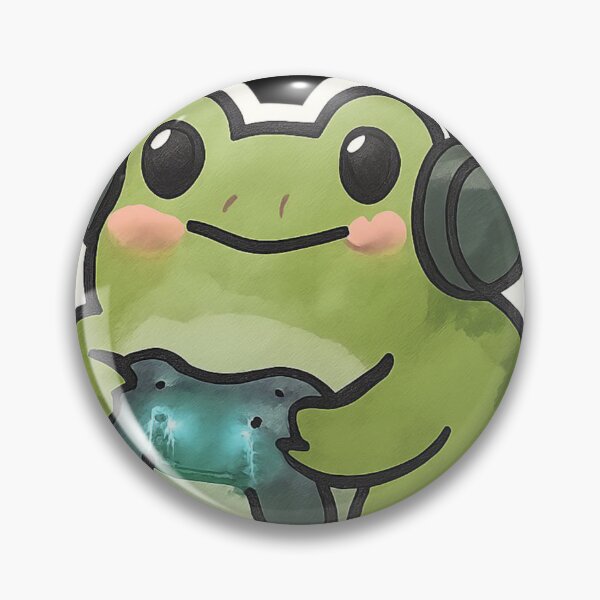 Item preview, cute gamer frog sticker - chubby frog with headphone and controller designed and sold by HKD-Design.