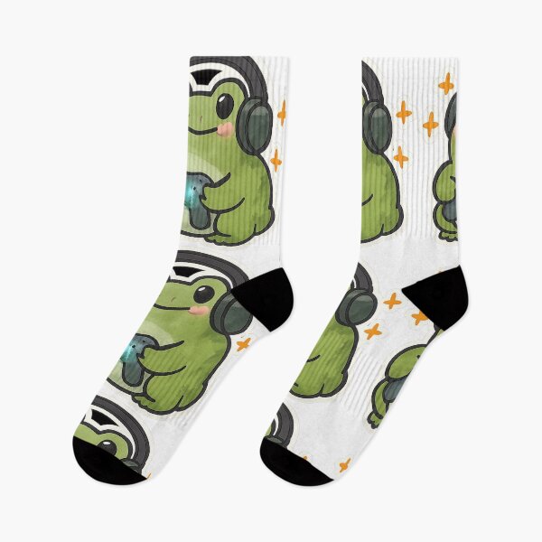 Item preview, cute gamer frog sticker - chubby frog with headphone and controller designed and sold by HKD-Design.