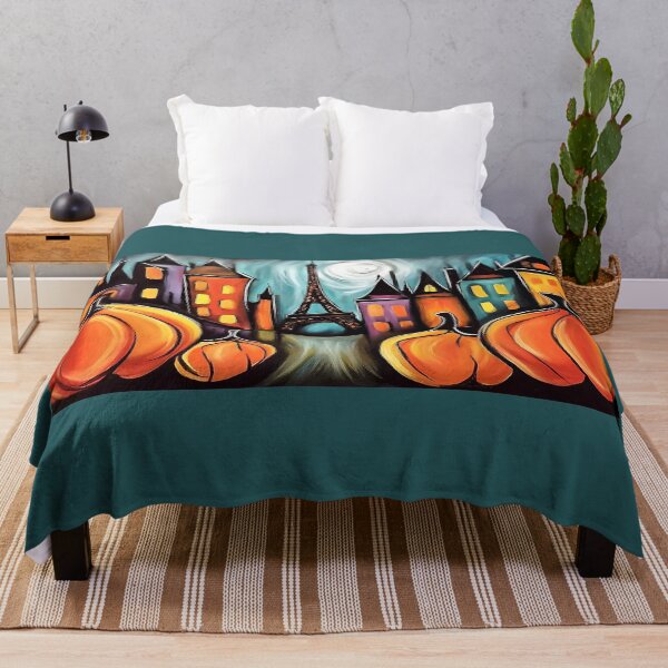 Item preview, Celebrate Halloween Romance in Paris with Whimsical Magical Pumpkins, Eiffel Tower and Colorful Night Sky designed and sold by OlfactoART Studio.