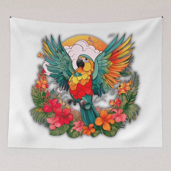 Item preview, Colorful Parrot in the Clouds designed and sold by Zofia Sosnecka.