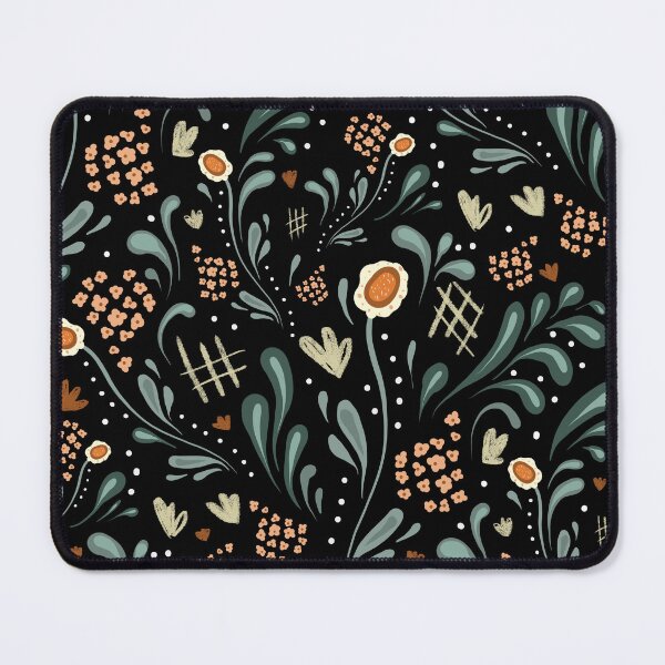 Item preview, Bohemian soulful hand drawn flowers textures black background designed and sold by Yana Mustafina | Boho Soulful Designs.