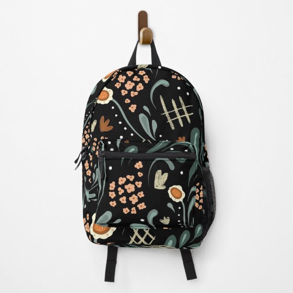 Item preview, Bohemian soulful hand drawn flowers textures black background designed and sold by Yana Mustafina | Boho Soulful Designs.