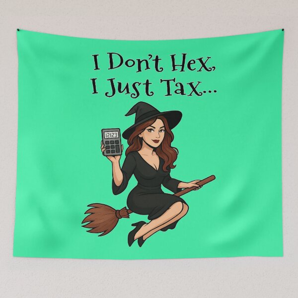 Item preview, Funny Witch Quote – I Don’t Hex I Just Tax – Cute Witch with Calculator – Sarcastic Accountant Gift designed and sold by DeanBlacksmith.