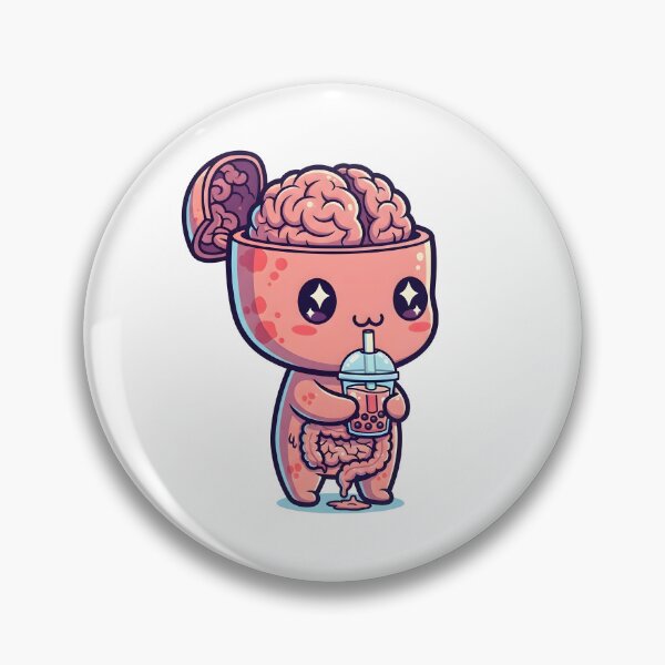 Item preview, Mind Refreshment - Cute Kawaii Brain Drinking Boba Tea | Funny Anatomy Art designed and sold by SiamSmiles.