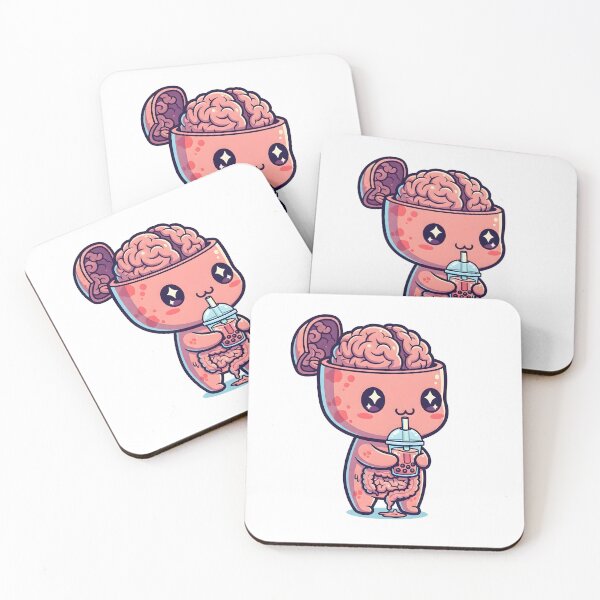 Item preview, Mind Refreshment - Cute Kawaii Brain Drinking Boba Tea | Funny Anatomy Art designed and sold by SiamSmiles.