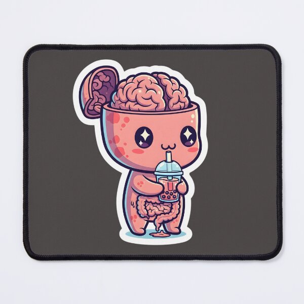Item preview, Mind Refreshment - Cute Kawaii Brain Drinking Boba Tea | Funny Anatomy Art designed and sold by SiamSmiles.