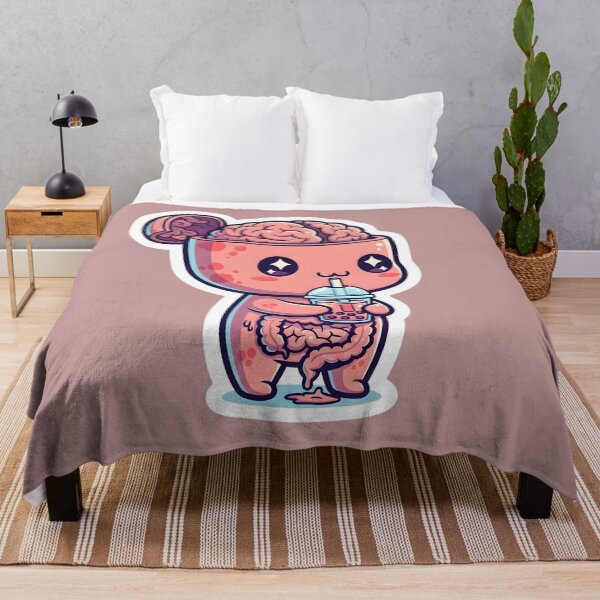 Item preview, Mind Refreshment - Cute Kawaii Brain Drinking Boba Tea | Funny Anatomy Art designed and sold by SiamSmiles.