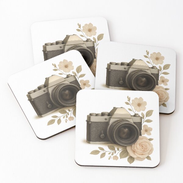 Item preview, Vintage Serenity – Floral Film Camera on White designed and sold by Chill Doodles.