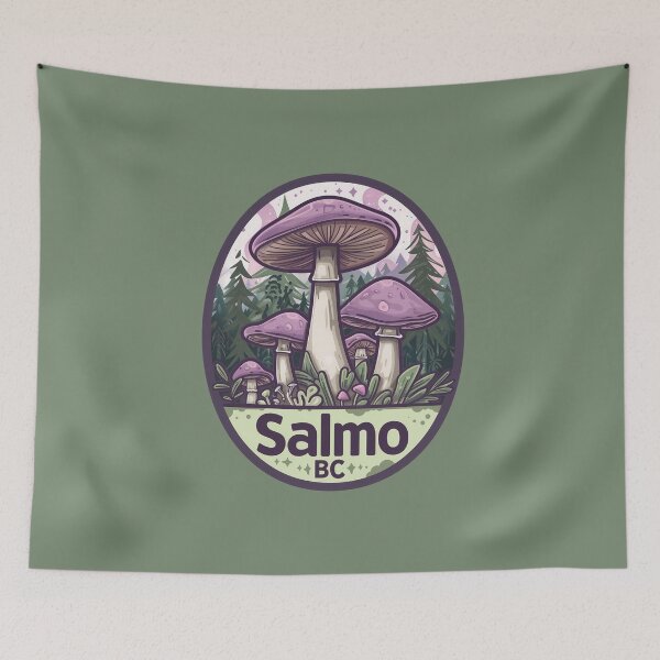 Item preview, Salmo BC Mushroom Forest Art, British Columbia Whimsical Fungi & Nature Magic Illustration designed and sold by meganohm.