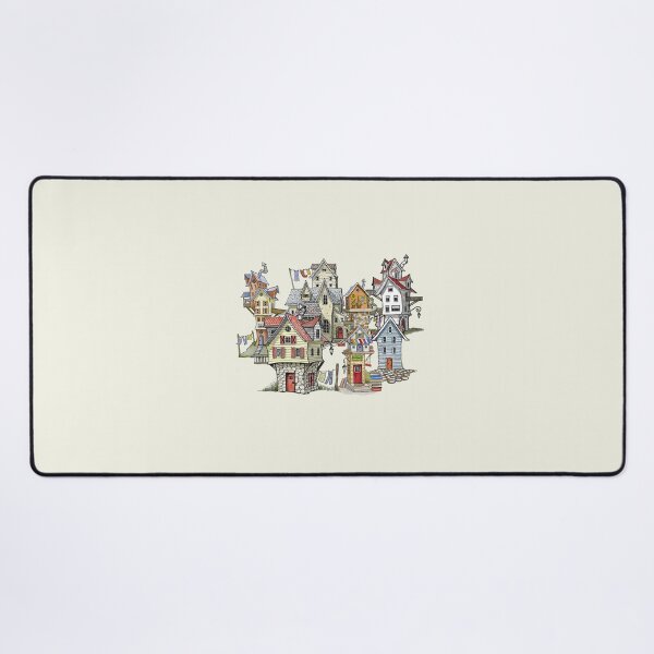 Item preview, Village of Wonky Crooked Houses, Bookshop, Fantasy Illustration designed and sold by JoyfulWhimsy.