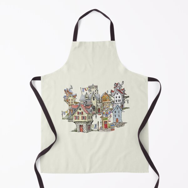 Item preview, Village of Wonky Crooked Houses, Bookshop, Fantasy Illustration designed and sold by JoyfulWhimsy.