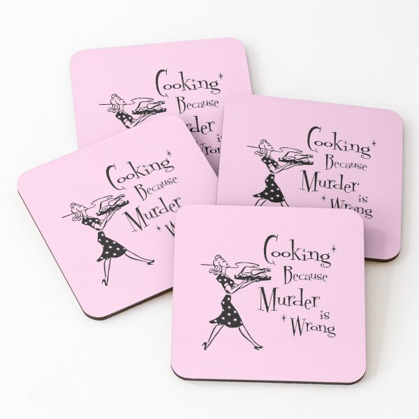 Item preview, Funny Sayings - Cooking Because Murder is Wrong - Funny Gifts for Women - Vintage designed and sold by DesignByLeo.