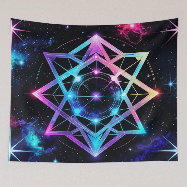 Item preview, "Cosmic Geometry Star Pattern in Neon Space designed and sold by Prachodayat Artworks.