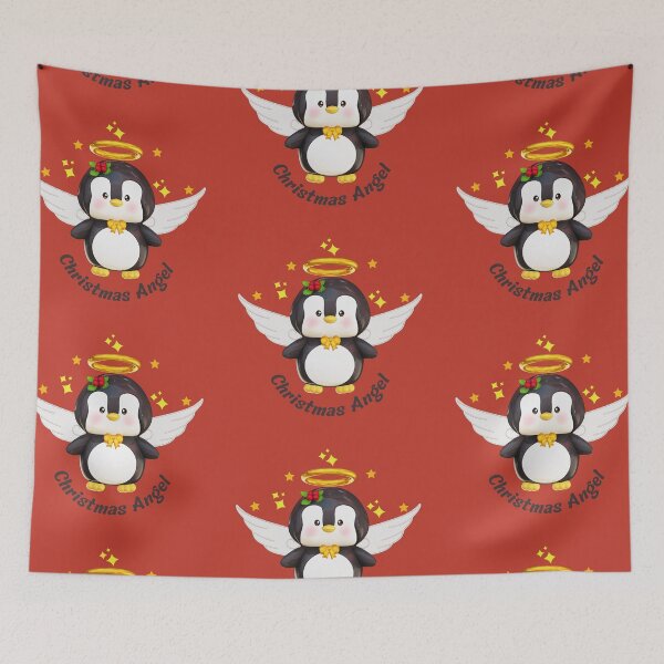 Item preview, Cute Penguin Angel Christmas Illustration designed and sold by Eyestudiodesign1997.