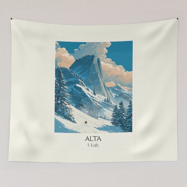Item preview, Alta Utah Travel Poster | Vintage Wasatch Mountains & Ski Resort Wall Art designed and sold by TuncGK.